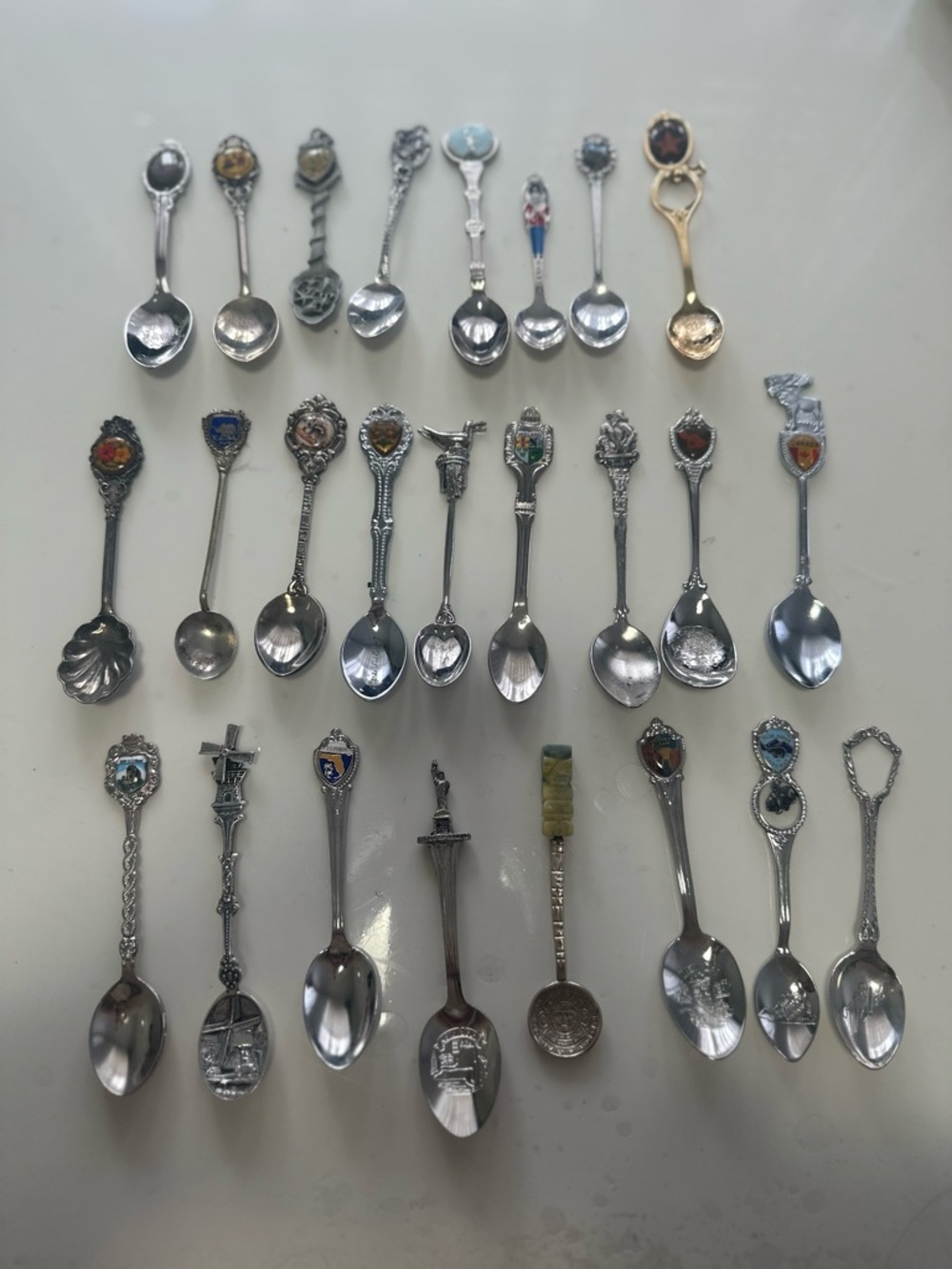 Vintage Collector Decorative Souvenir Spoon Lot - Multicolor Accents